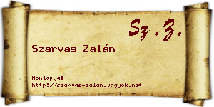 Szarvas Zalán névjegykártya