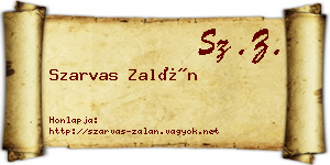 Szarvas Zalán névjegykártya